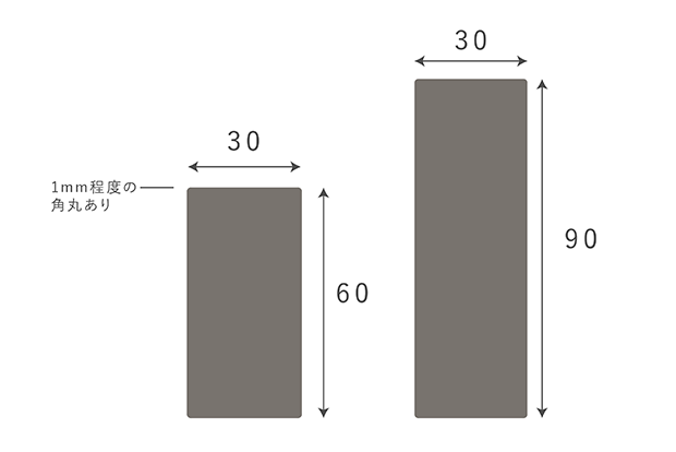 サイズは30×60mm、30×90mmよりお選びいただけます。